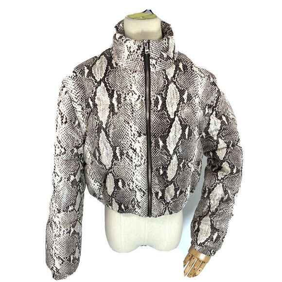 Revolve Tiger Mist Smalll Snake Print Cropped Puffer Jacket Australia Baddie - Picture 5 of 15